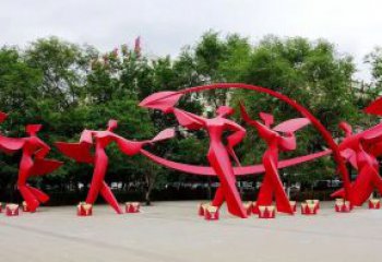 体育扭秧歌雕塑厂家 剪影运动小品 商业街不锈钢扭秧歌雕塑厂