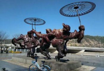 仿古扭秧歌雕塑厂家  公园广场小品  户外抽象不锈钢扭秧歌雕塑