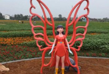 镂空仙子雕塑厂家 园林小品 彩绘烤漆仙子雕塑摆件