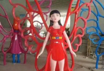 喷漆仙子雕塑厂家 中式小品 草地仙子雕塑摆件