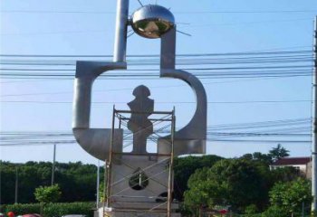 现代标示牌雕塑厂家 大型别墅区摆件  镜面不锈钢标示牌雕塑小品