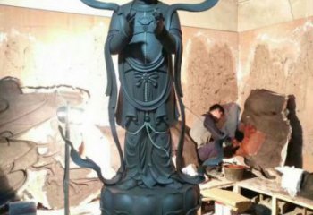 烤漆金童玉女雕塑厂家 彩绘小品 室内金童玉女雕塑