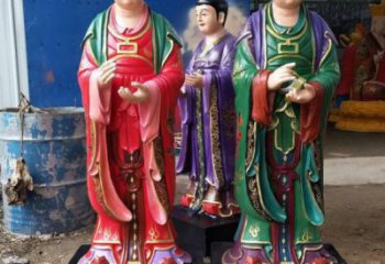 仿古金童玉女雕塑厂家 彩绘小品  大型金童玉女雕塑