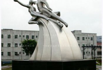 现代飞跃雕塑厂家 大型别墅区摆件  广场不锈钢飞跃雕塑