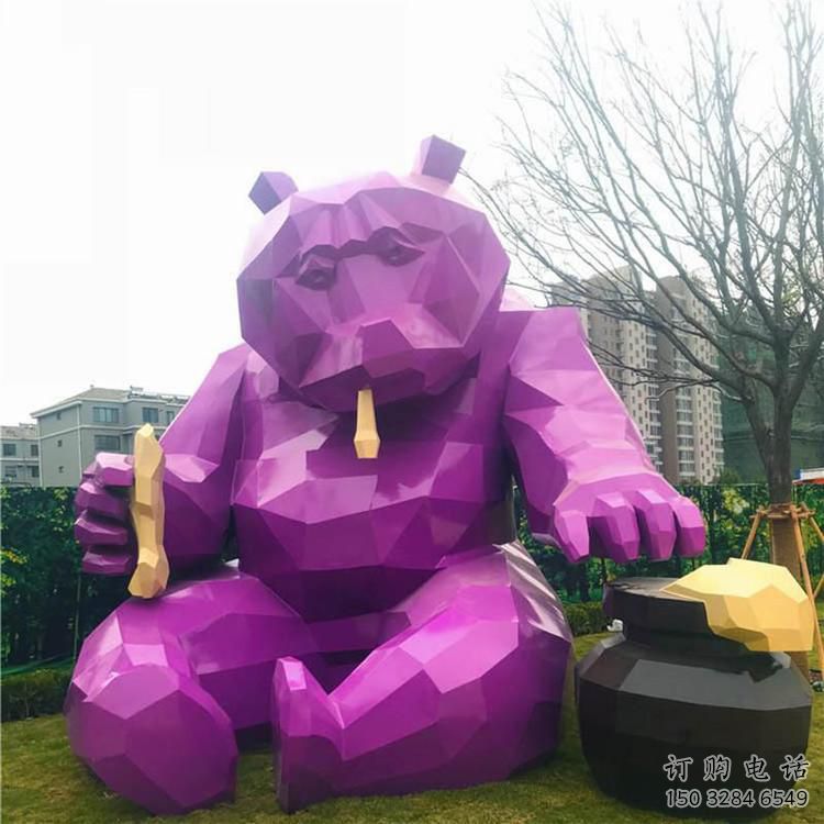 异形北极熊雕塑厂家 现代小品 切面北极熊雕塑厂