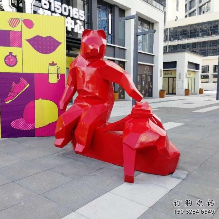 烤漆北极熊雕塑厂家 广场小品  现代北极熊雕塑摆件