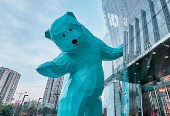 几何北极熊雕塑厂家 幼儿园小品 大门口北极熊雕塑厂