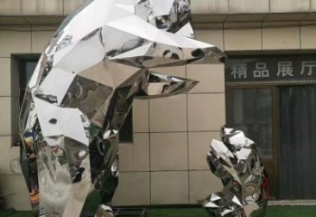 镜面北极熊雕塑厂家 大型摆件  创意北极熊雕塑厂