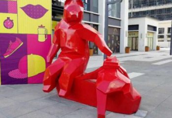 烤漆北极熊雕塑厂家 广场小品  现代北极熊雕塑摆件
