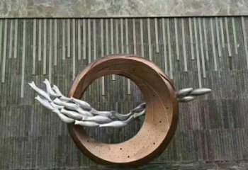 庭院双鱼雕塑厂家  现代小品 锻造不锈钢双鱼雕塑摆件