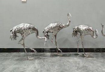 镜面仙鹤不锈钢雕塑