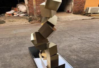 几何体镜面雕塑 医院公园不锈钢抽象雕塑制作