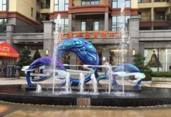 喷泉雕塑厂家，房地产楼盘水景，不锈钢喷泉水景雕塑厂
