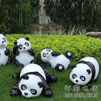 公园熊猫雕塑供应 酒店门口雕塑 彩绘雕塑摆件