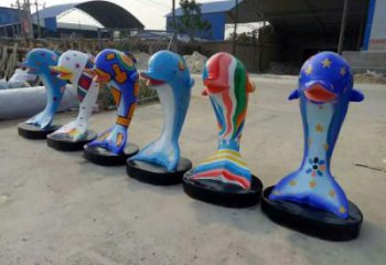 承接仿古海豚雕塑 庭院彩绘雕塑 田间小品