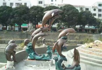 现代海豚雕塑制造商 大型城市雕塑 商业街摆件
