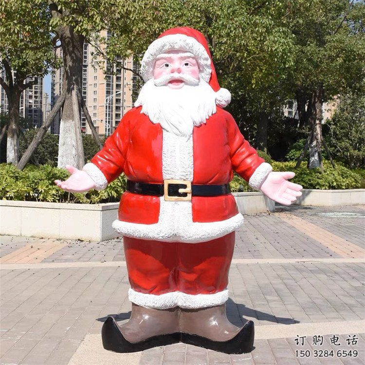 抽象圣诞老人雕塑 店门口彩绘雕塑 不锈钢雕塑摆件