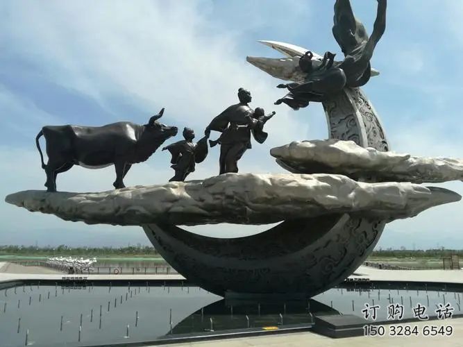 风景区牛不锈钢郎织女雕塑 售楼处广场雕塑 仿古摆件