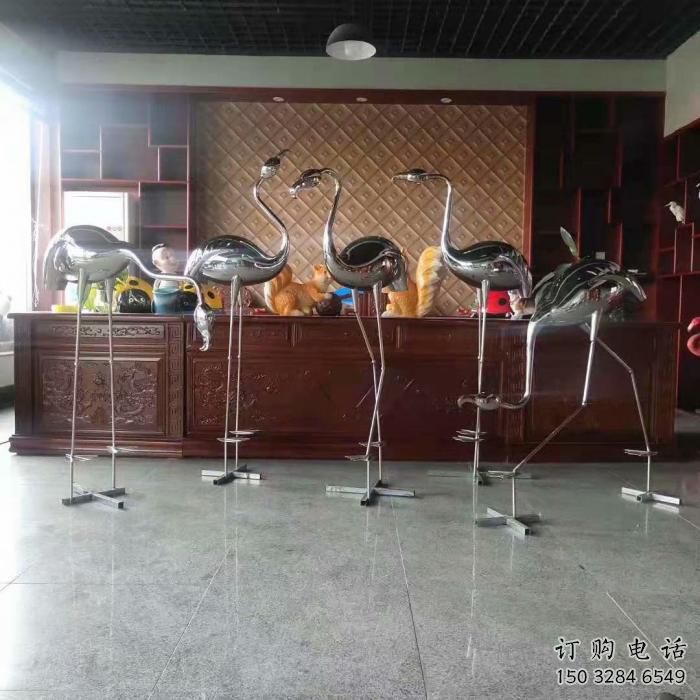 售楼处不锈钢丹顶鹤雕塑 商业街仿真雕塑 动物摆件雕塑