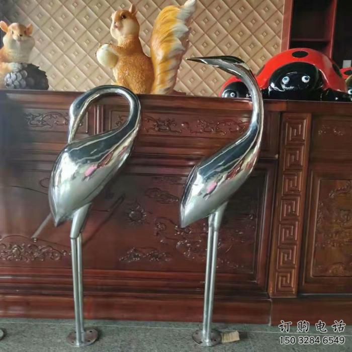 园林丹顶鹤雕塑 风景区不锈钢仿真雕塑 广场小品