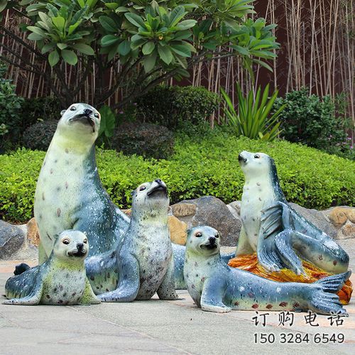 抽象海豹雕塑生产商 店门口彩绘雕塑 步行街摆件