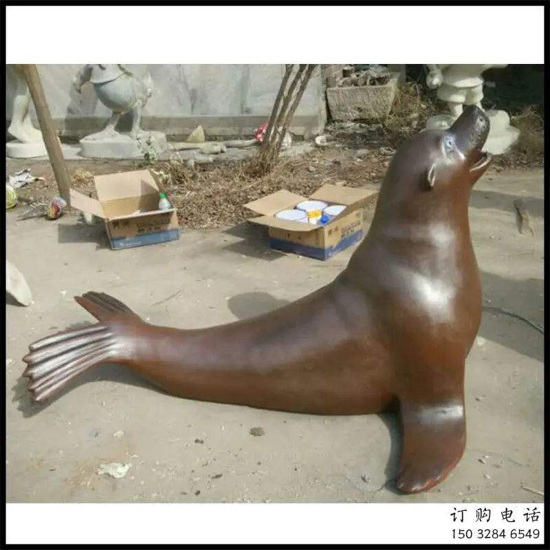 创意海豹雕塑制造商 步行街店门口雕塑 影视剧小品