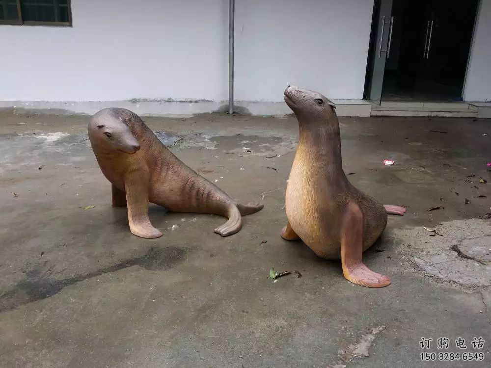 商业街海豹雕塑订购 售楼处雕塑 海洋生物摆件