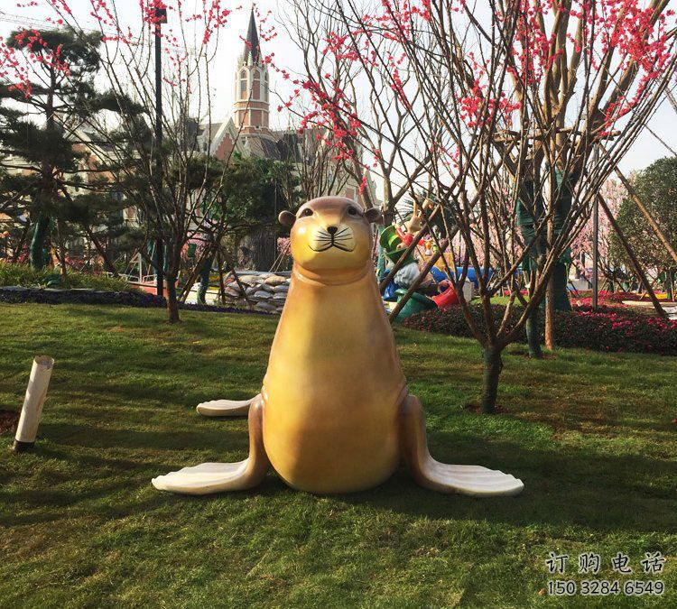 生产售楼处海豹雕塑 商业街仿真雕塑 海洋生物摆件