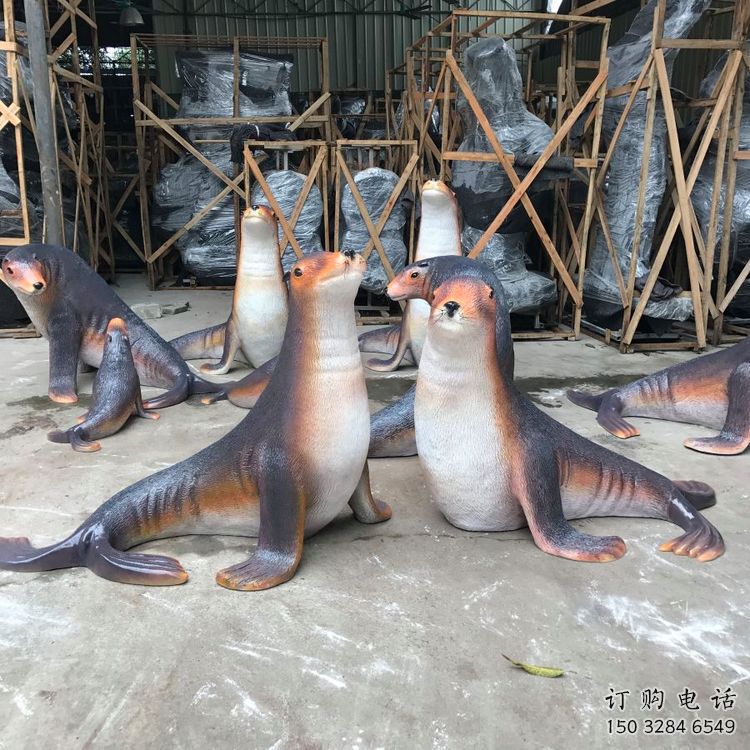 庭院海豹雕塑制作 城市古铜色雕塑 音乐小品