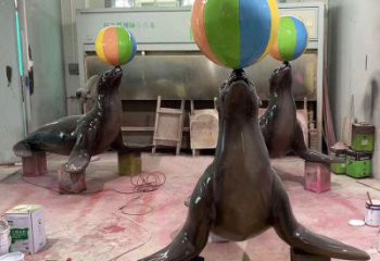 承接仿古海豹雕塑 庭院彩绘雕塑 田间小品