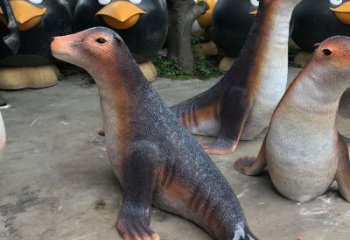 园林海豹雕塑生产中 风景区仿真雕塑 广场小品