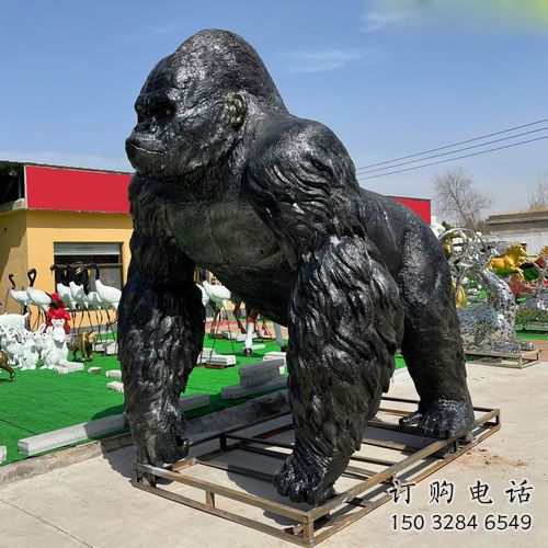 广西仿古黑猩猩雕塑 庭院彩绘雕塑 田间小品