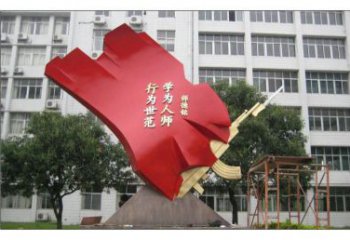 城市红旗雕塑生产厂家，烤漆党建雕塑，古铜效果