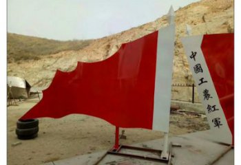 供应房地产红旗雕塑厂家，革命党建雕塑，烤漆工艺