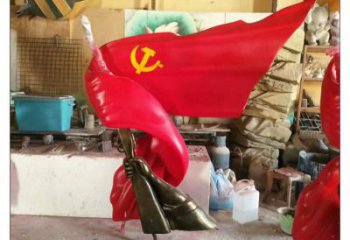 通用红旗雕塑厂家，革命党建雕塑，党建摆件