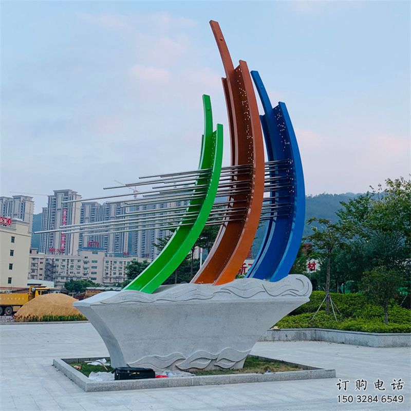 小区帆船雕塑厂家,拉丝景观雕塑,抽象效果 小区帆船雕塑厂家,拉丝景观雕塑,抽象效果