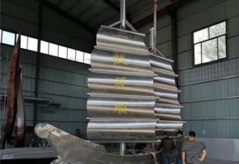 景区帆船雕塑常用，镀金欧式雕塑，铁艺材质