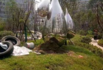 不锈钢抽象水珠雕塑 铸造公园雕塑 水景雕塑