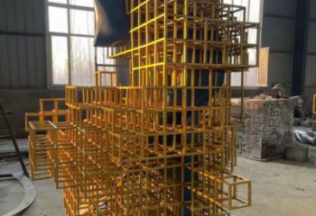 预用镂空魔方雕塑厂家 喷水园林小品 住宅小区雕塑