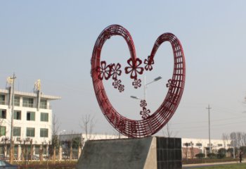 彩绘爱心雕塑供需厂家 电镀现代雕塑 公园雕塑