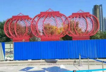 灯笼雕塑标准厂家 拉丝雕塑 步行街雕塑小品