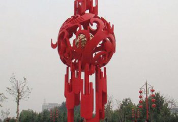 钢管灯笼雕塑供应商 异形喷水雕塑 农村雕塑制作