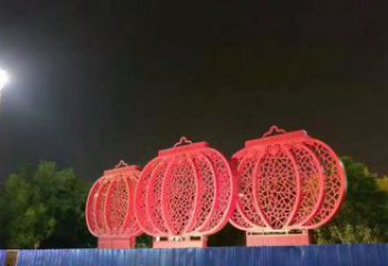 景观灯笼雕塑预定厂家 烤漆大型雕塑 酒店雕塑