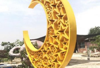 步行街月亮雕塑厂家，锻造景观雕塑，镂空方式
