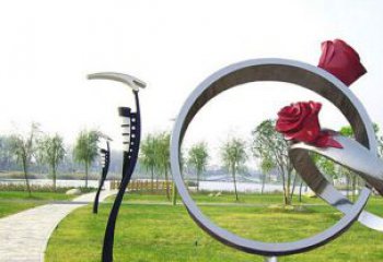 房地产指环雕塑厂家 剪影标识雕塑 锻造戒指环雕塑
