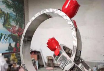 钢管指环雕塑生产商 异形喷水标识雕塑 农村戒指环雕塑