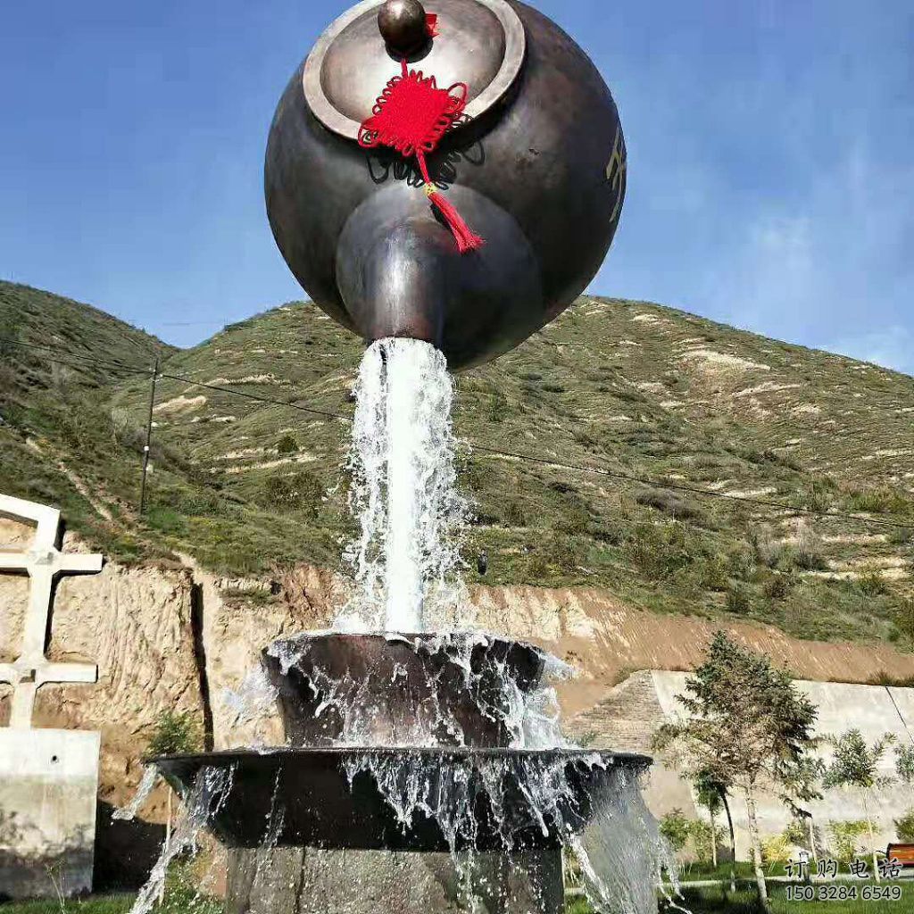 户外天壶雕塑总装车间 喷漆悬空雕塑 灯光流水雕塑 户外天壶雕塑总装车间 喷漆悬空雕塑 灯光流水雕塑