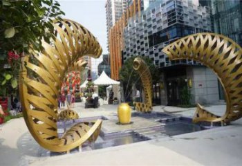 镂空鱼喷泉雕塑，喷水形式设计，地面旱泉雕塑小品