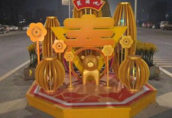 现代春字雕塑承接，庆典风格，不锈钢春字雕塑厂