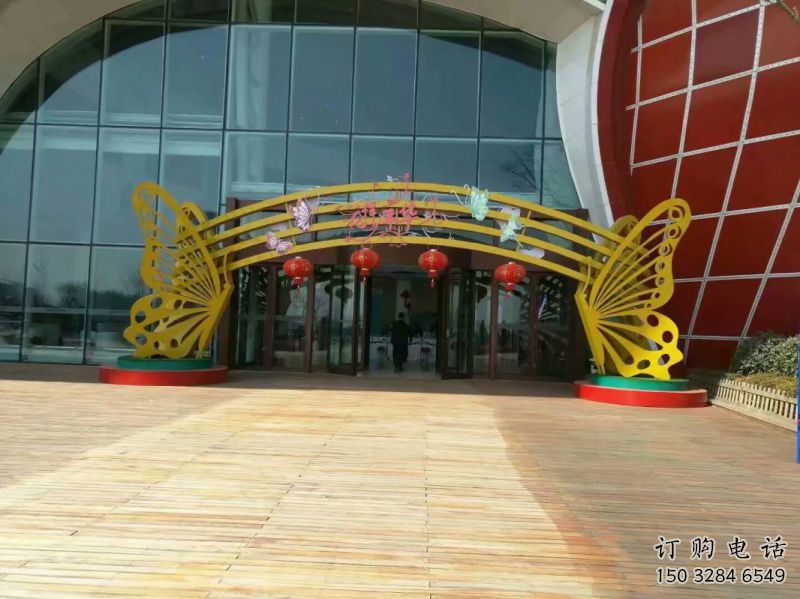 蝴蝶拱门雕塑,镂空工艺，不锈钢蝴蝶拱门雕塑
